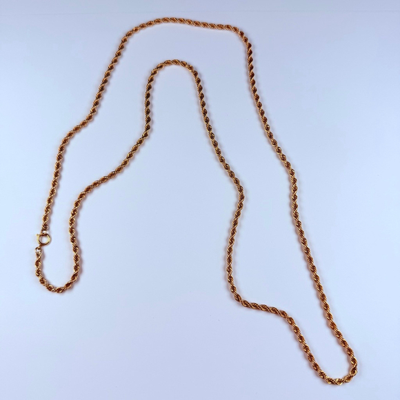 Estate 14K Solid Yellow Gold Thick 3mm Rope Twist Chain Link Necklace VTG 30.5" - Picture 6 of 9